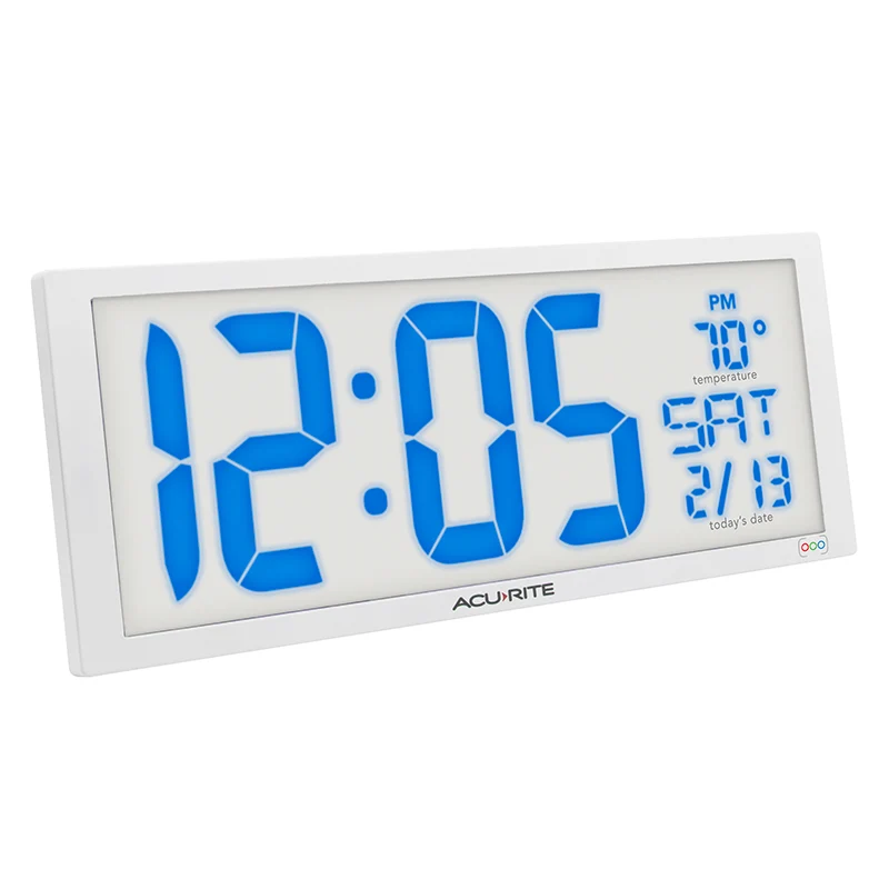 14.5" Oversized, Multicolor LED Clock with Indoor Temperature and Date - Image 11