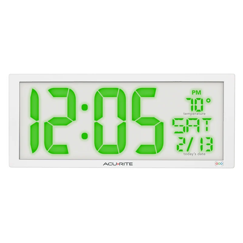 14.5" Oversized, Multicolor LED Clock with Indoor Temperature and Date - Image 5
