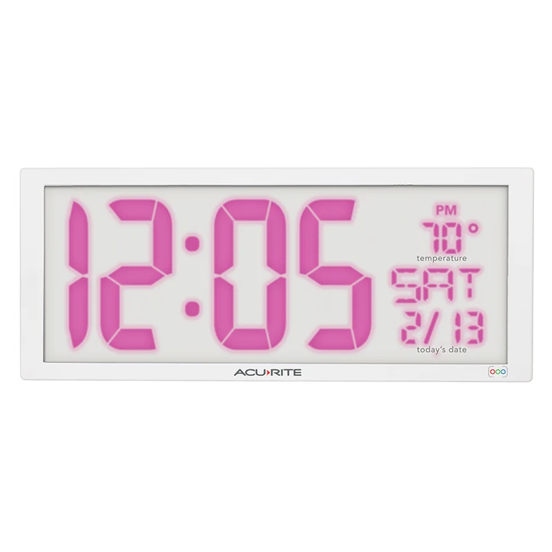 14.5" Oversized, Multicolor LED Clock with Indoor Temperature and Date - Image 7
