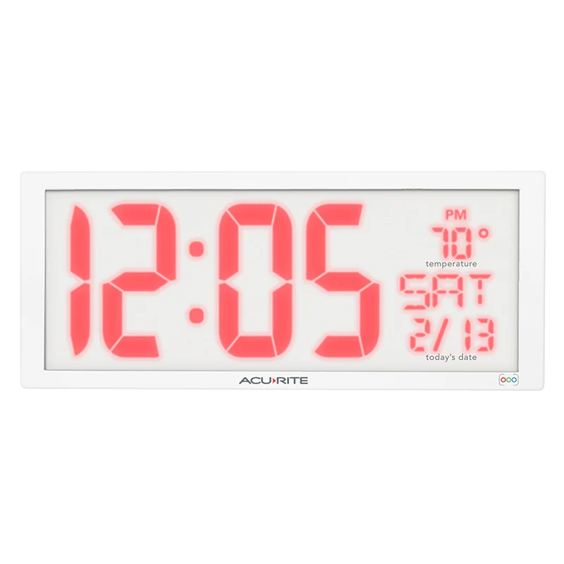 14.5" Oversized, Multicolor LED Clock with Indoor Temperature and Date - Image 8