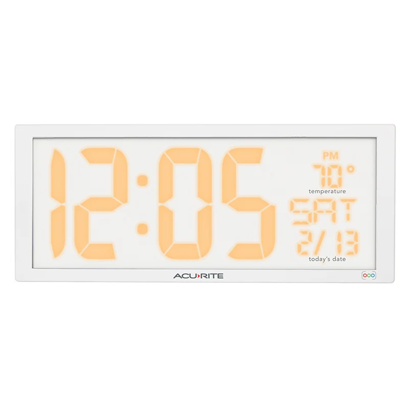 14.5" Oversized, Multicolor LED Clock with Indoor Temperature and Date - Image 9