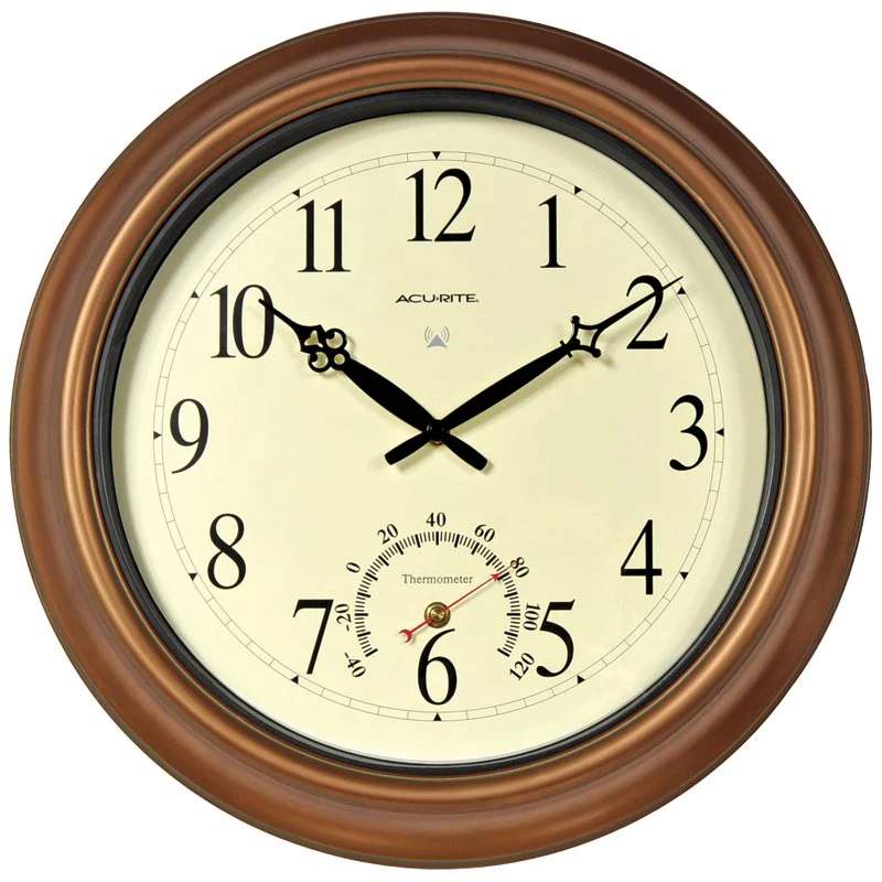 18-inch Atomic Metal Outdoor Clock with Thermometer