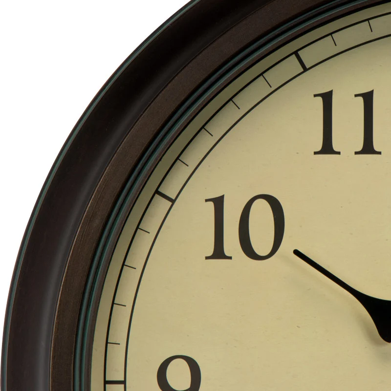 24" Outdoor/Indoor Wall Clock with Thermometer and Humidity, Weathered Bronze Finish - Image 3