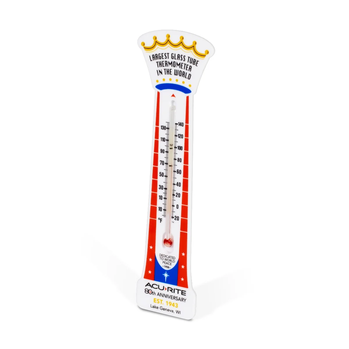 80th Anniversary 7-Inch Replica of Largest Glass Tube Thermometer in the World - Image 2