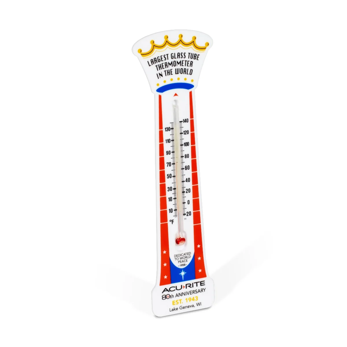 80th Anniversary 7-Inch Replica of Largest Glass Tube Thermometer in the World - Image 3