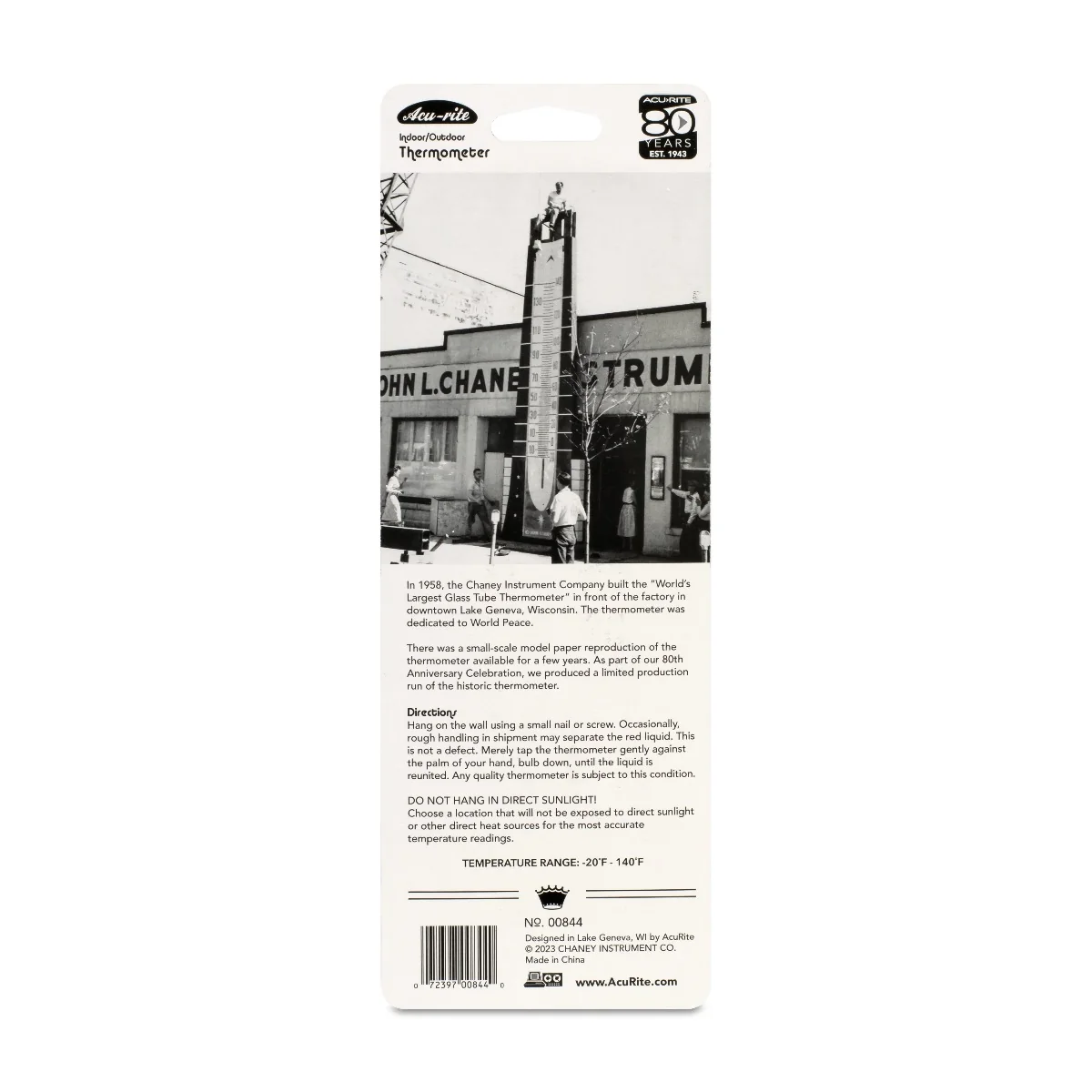 80th Anniversary 7-Inch Replica of Largest Glass Tube Thermometer in the World - Image 6