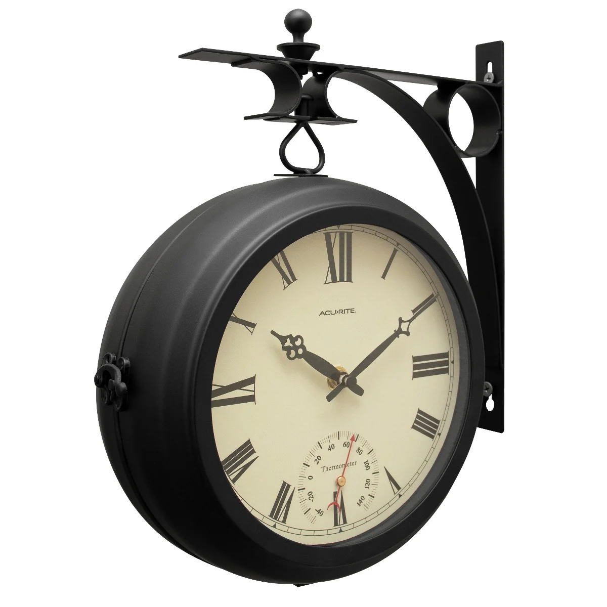 9” Indoor/Outdoor Round Double-Sided Hanging Clock - Image 5