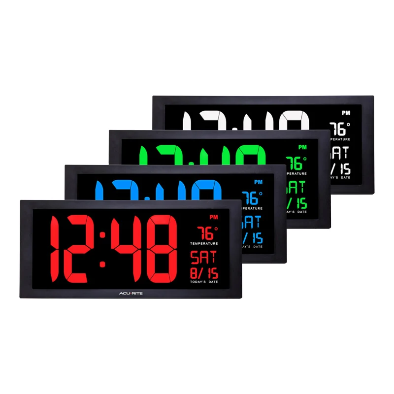 Large Digit LED Calendar Clock with Indoor Temperature (14.5 inch and 18 inch Options)