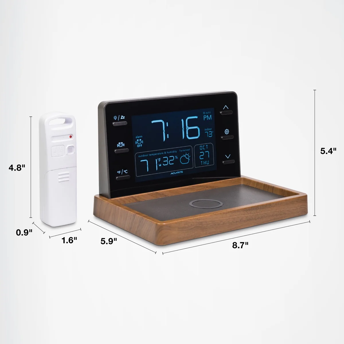 Weather Station Valet with Qi-Certified Wireless Charging Pad and Alarm Clock - Image 6